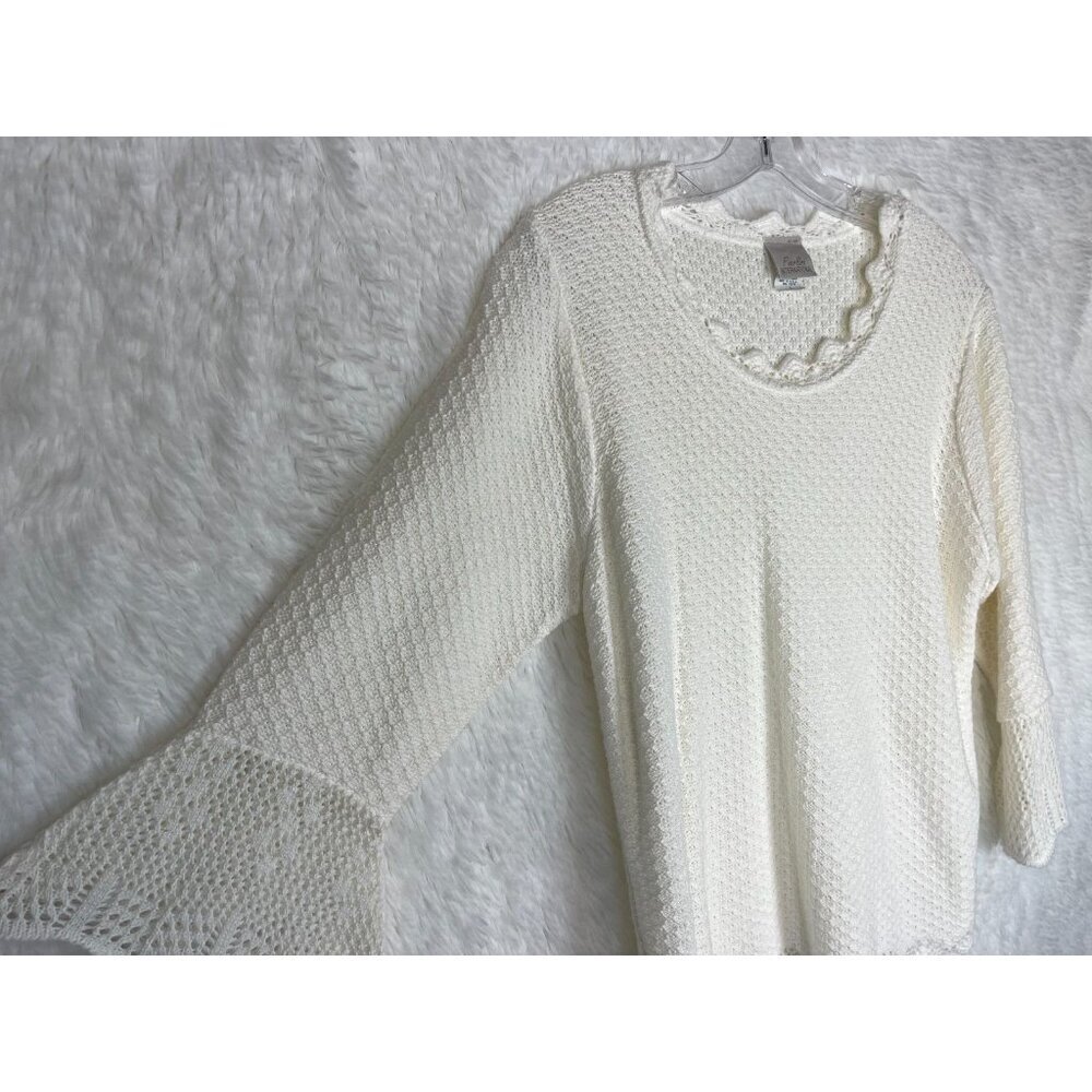 Fiorlini Women's Large Ivory Open Knit Sweater - Picture 3 of 8